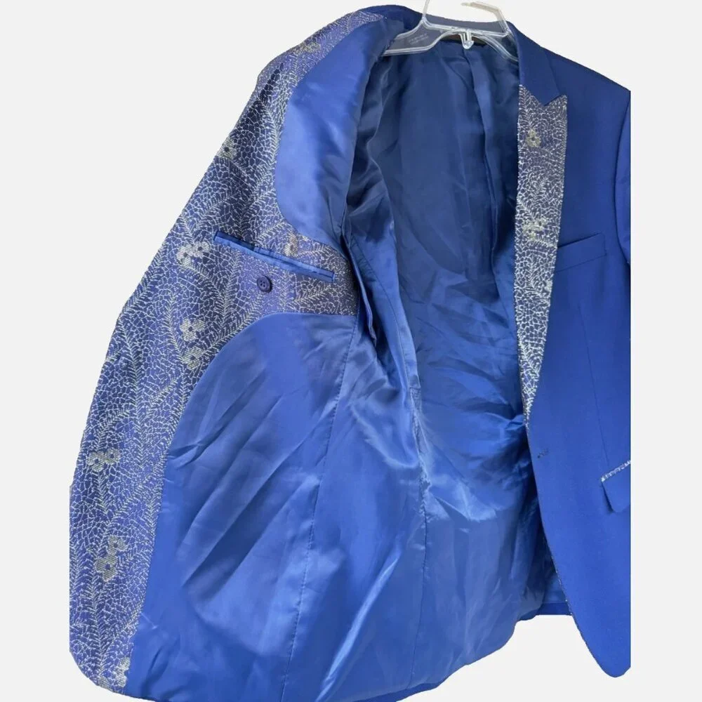 Vitali Men's Royal Blue Art Dress Up Suit Jacket Blazer Size S38
